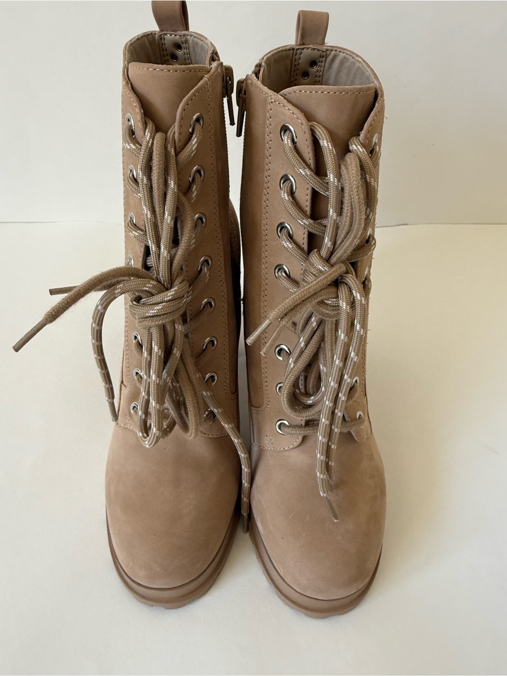 Aldo Women's Beige Lace-Up Combat Boots